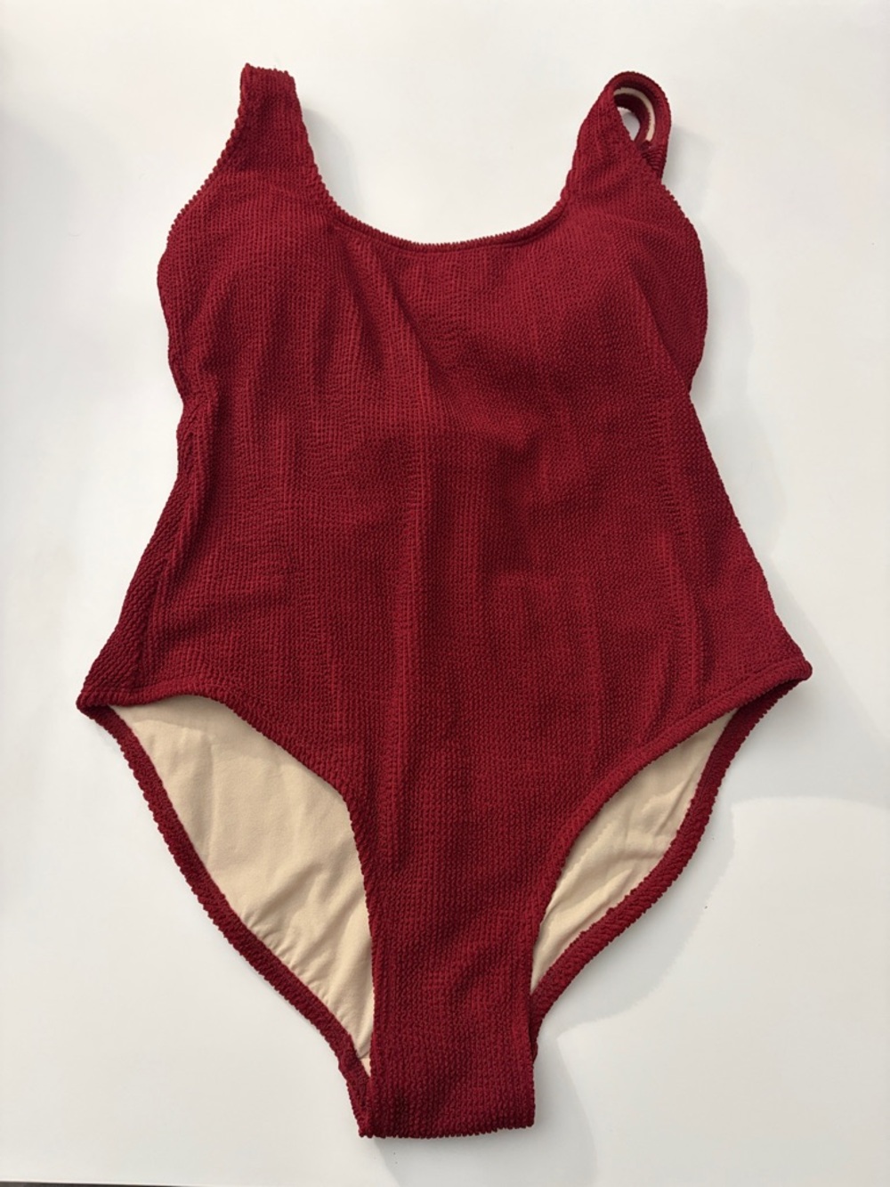NWT Kona Sol Burgundy Red Textured Scoop Neck Medium Coverage One Piece Swimsuit